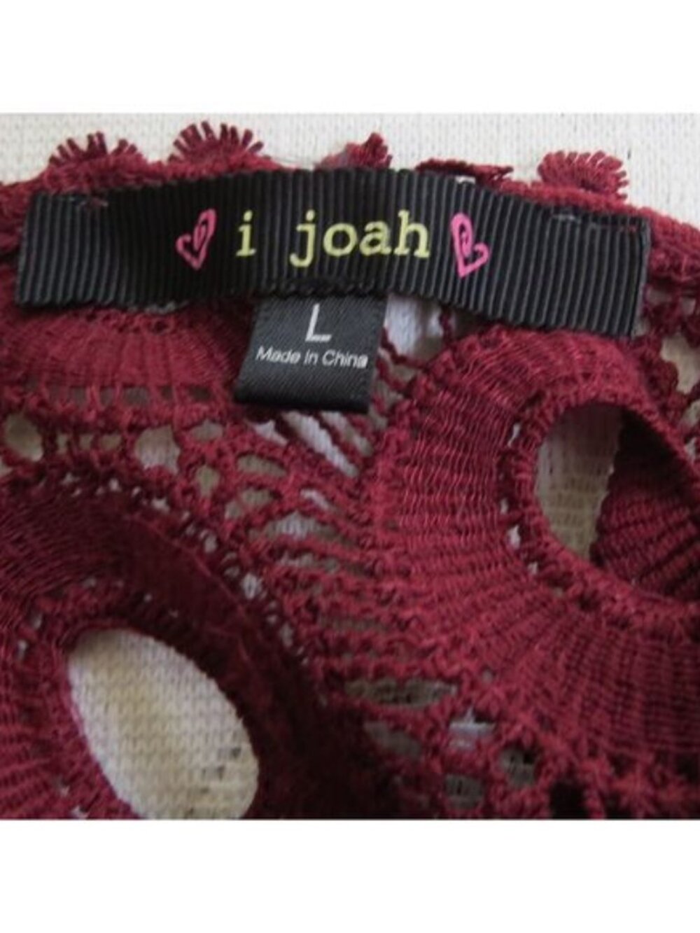 NWT IJOAH Women's Crochet Dress Merlot Knee length Large - Picture 6 of 8